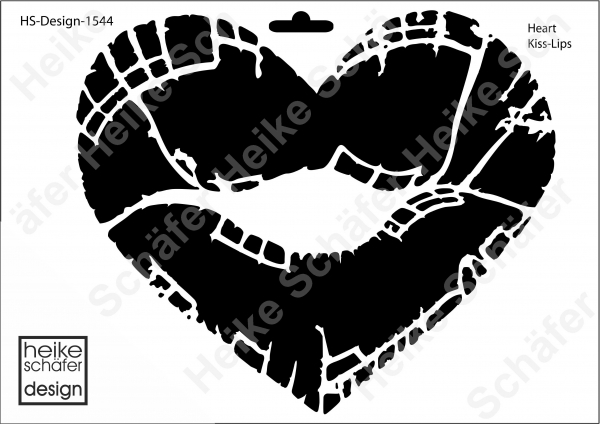 Schablone-Stencil A4 053-1544 Heart, Kiss, Lips